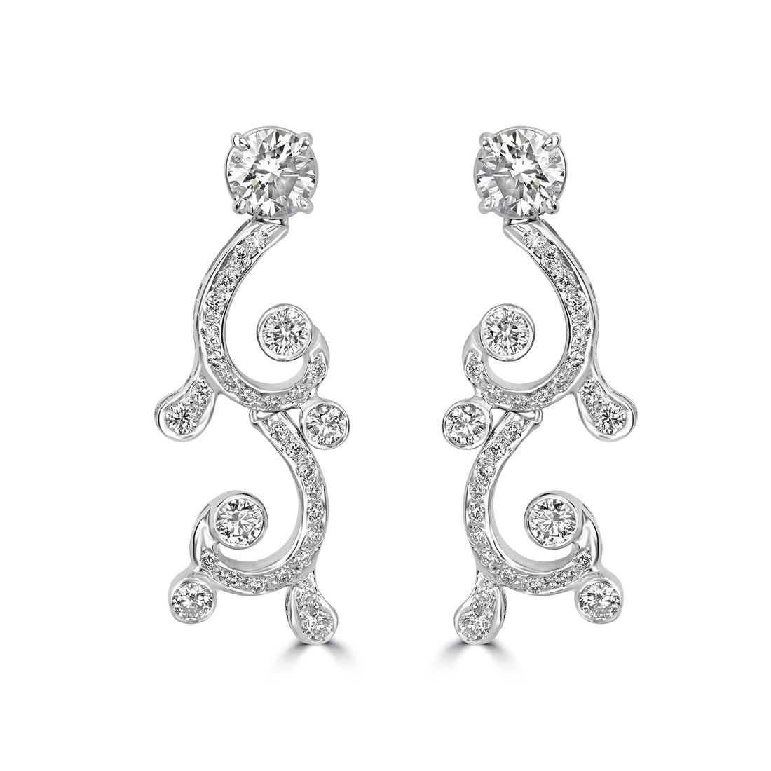 3.70 ct Diamond Earrings in 18K White Gold