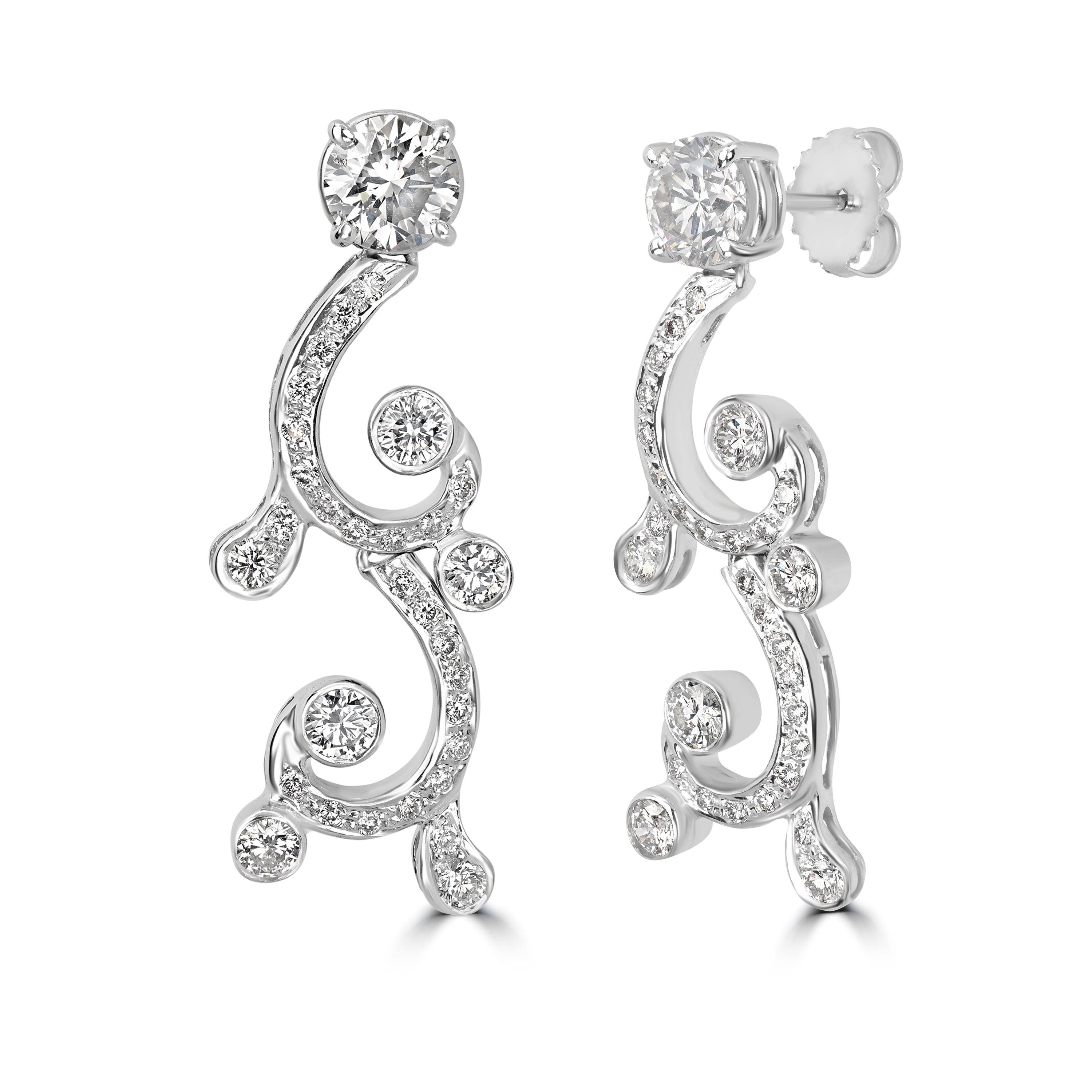 3.70 ct Diamond Earrings in 18K White Gold