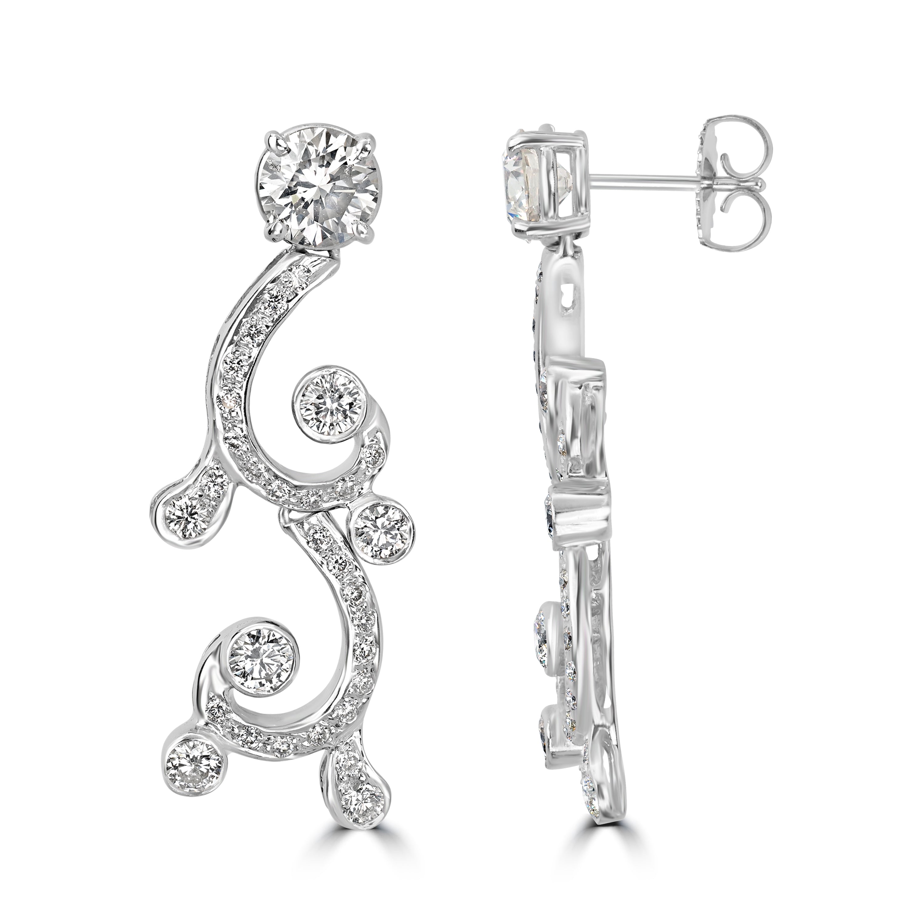 3.70 ct Diamond Earrings in 18K White Gold