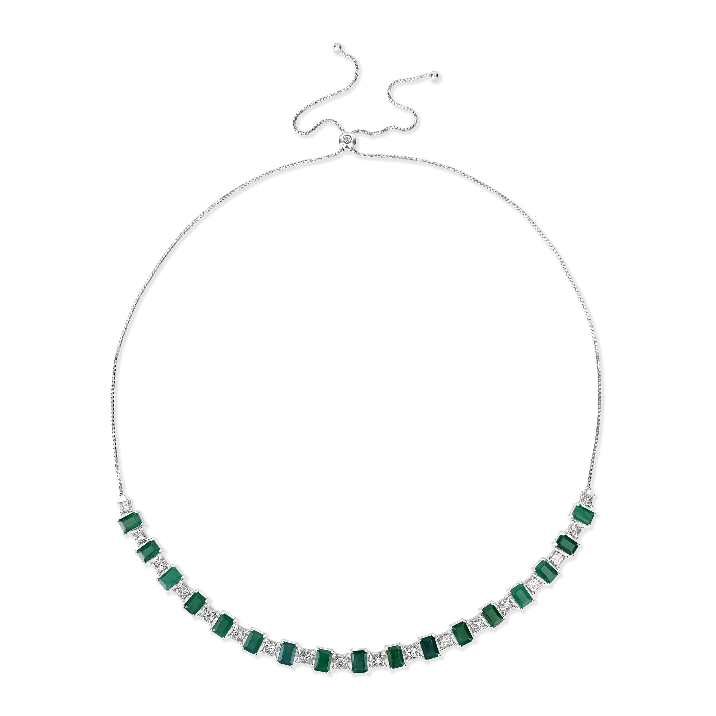 8.26 ct Diamond and 19.97 ct Emerald Necklace in 18K White Gold
