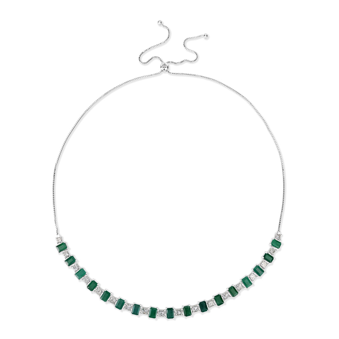 8.26 ct Diamond and 19.97 ct Emerald Necklace in 18K White Gold