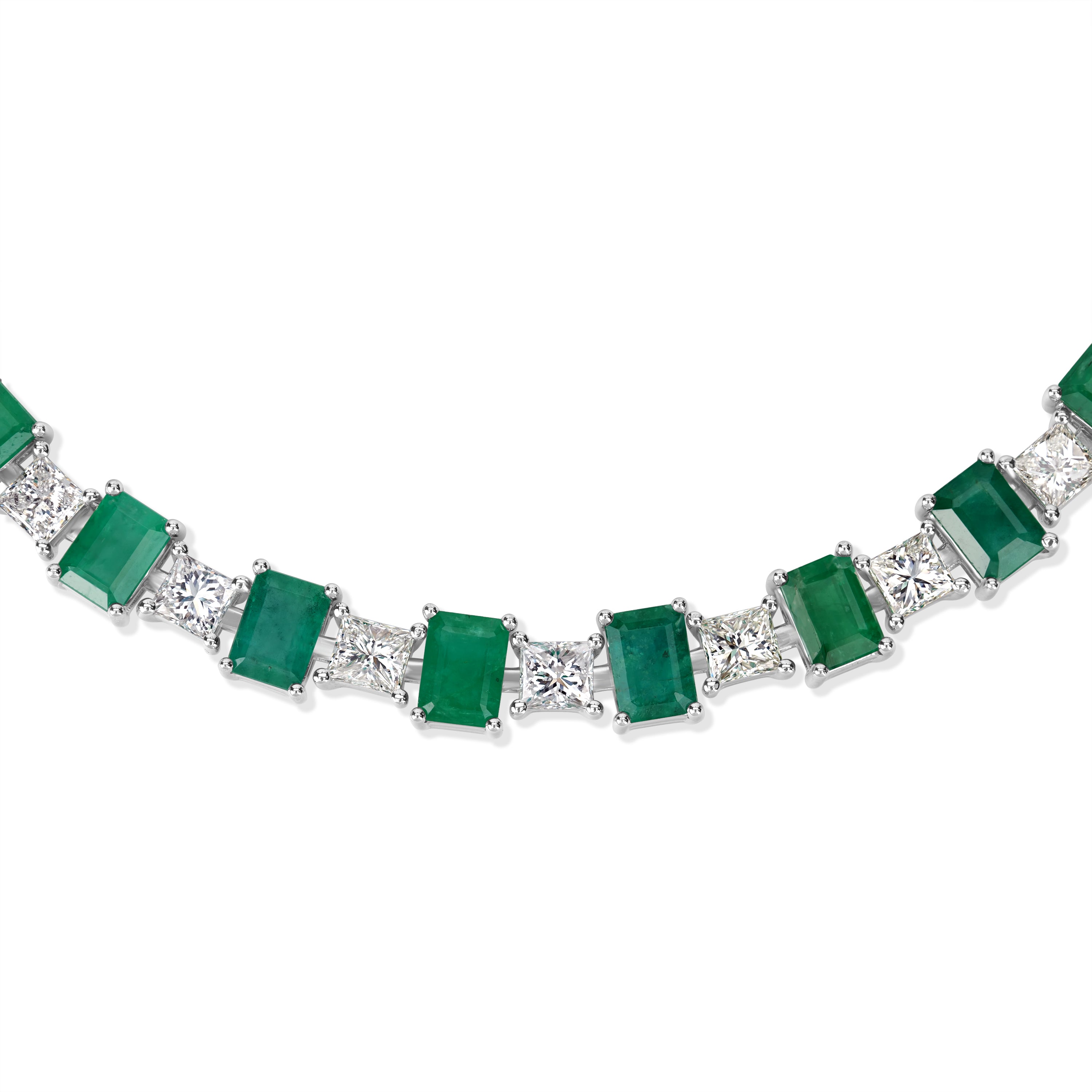 8.26 ct Diamond and 19.97 ct Emerald Necklace in 18K White Gold