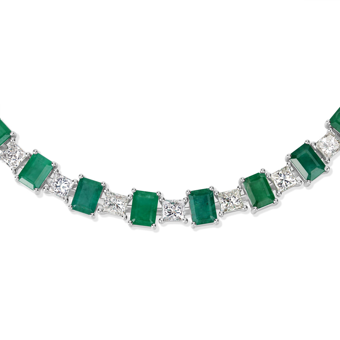 8.26 ct Diamond and 19.97 ct Emerald Necklace in 18K White Gold