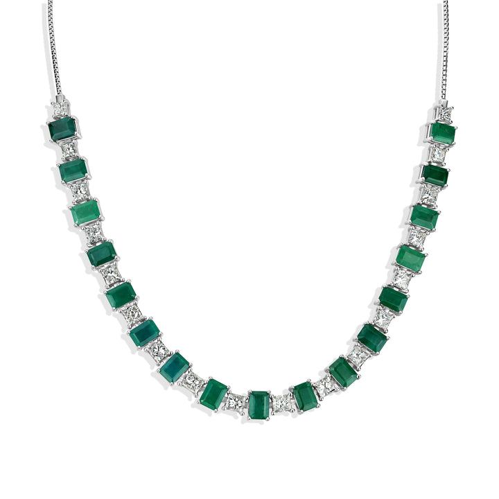 8.26 ct Diamond and 19.97 ct Emerald Necklace in 18K White Gold