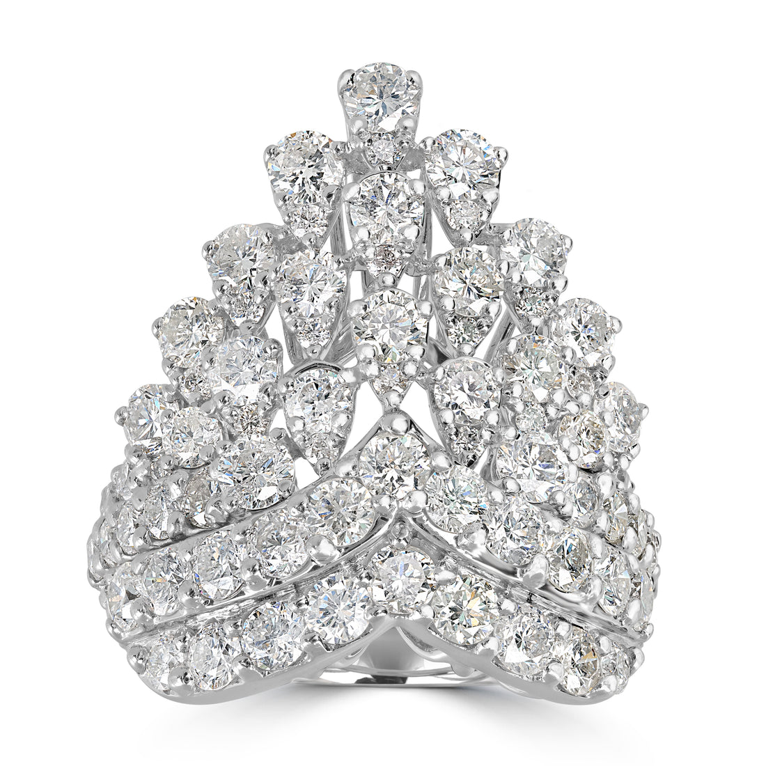 4.56 ct Round & Pear Shape Diamond Cluster Ring in 18K White Gold