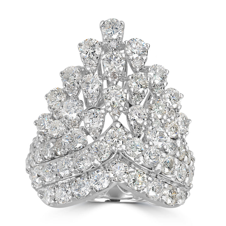 4.56 ct Round & Pear Shape Diamond Cluster Ring in 18K White Gold
