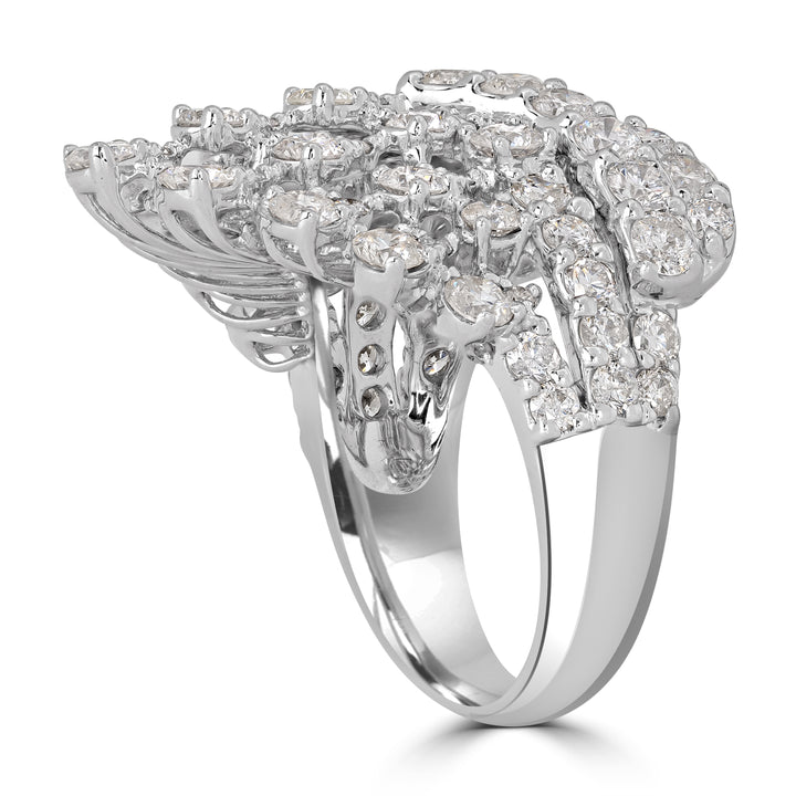 4.56 ct Round & Pear Shape Diamond Cluster Ring in 18K White Gold