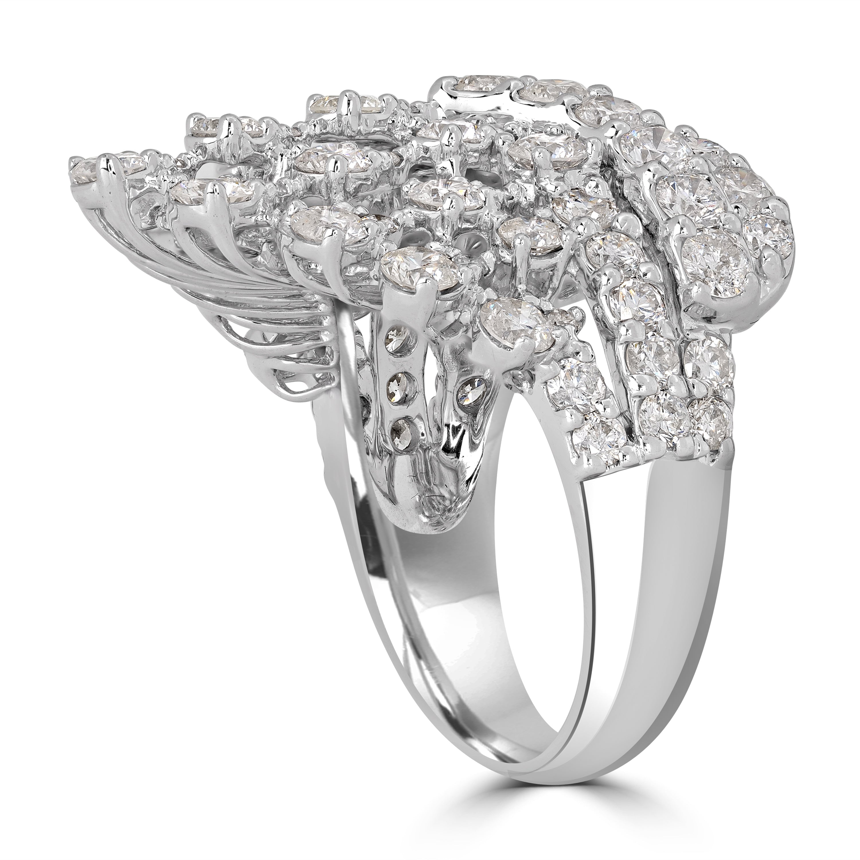 4.56 ct Round & Pear Shape Diamond Cluster Ring in 18K White Gold