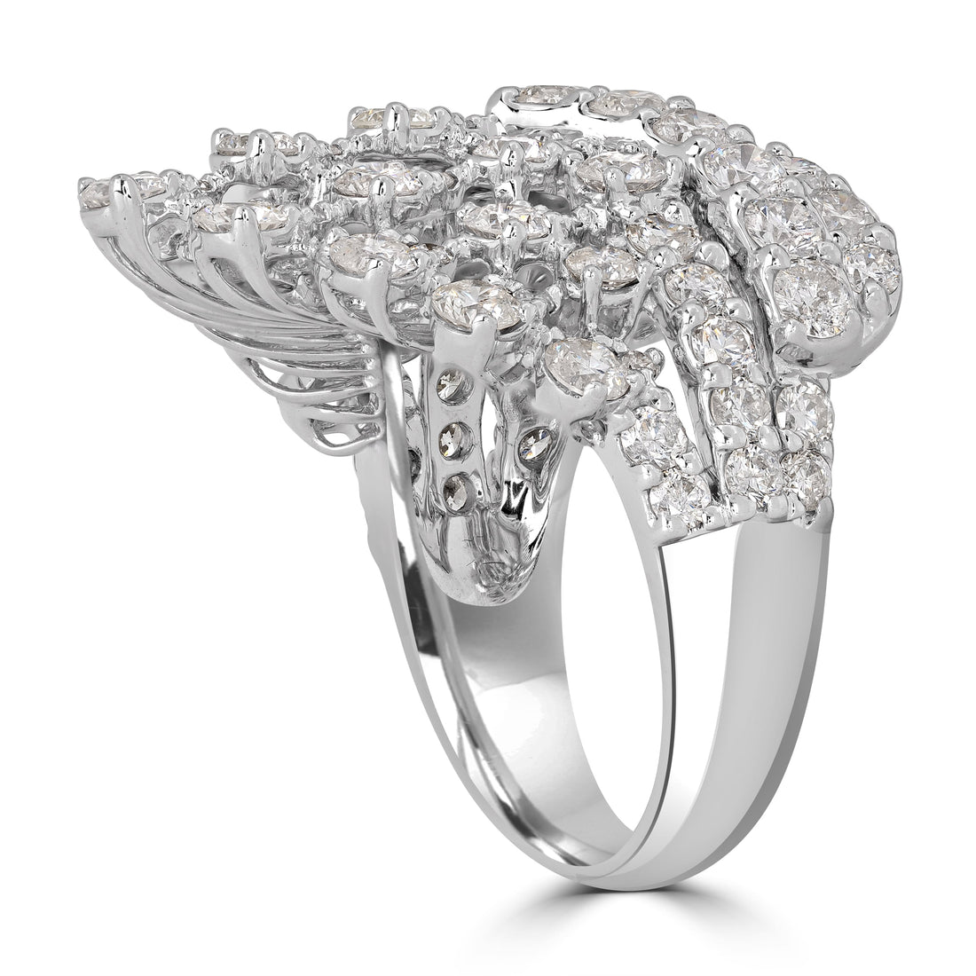 4.56 ct Round & Pear Shape Diamond Cluster Ring in 18K White Gold