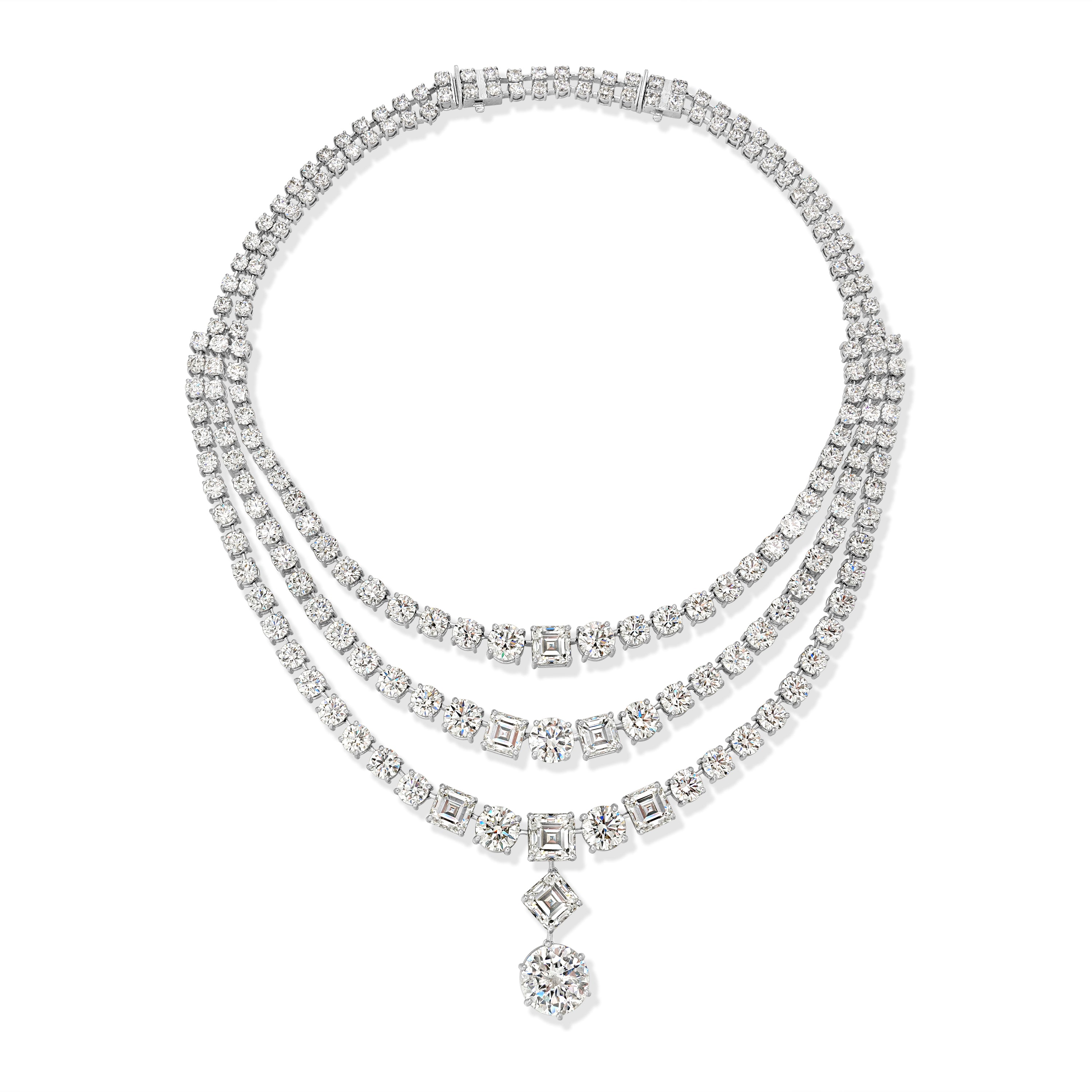 132.21 ctw Diamond Necklace in Platinum - GIA Certified