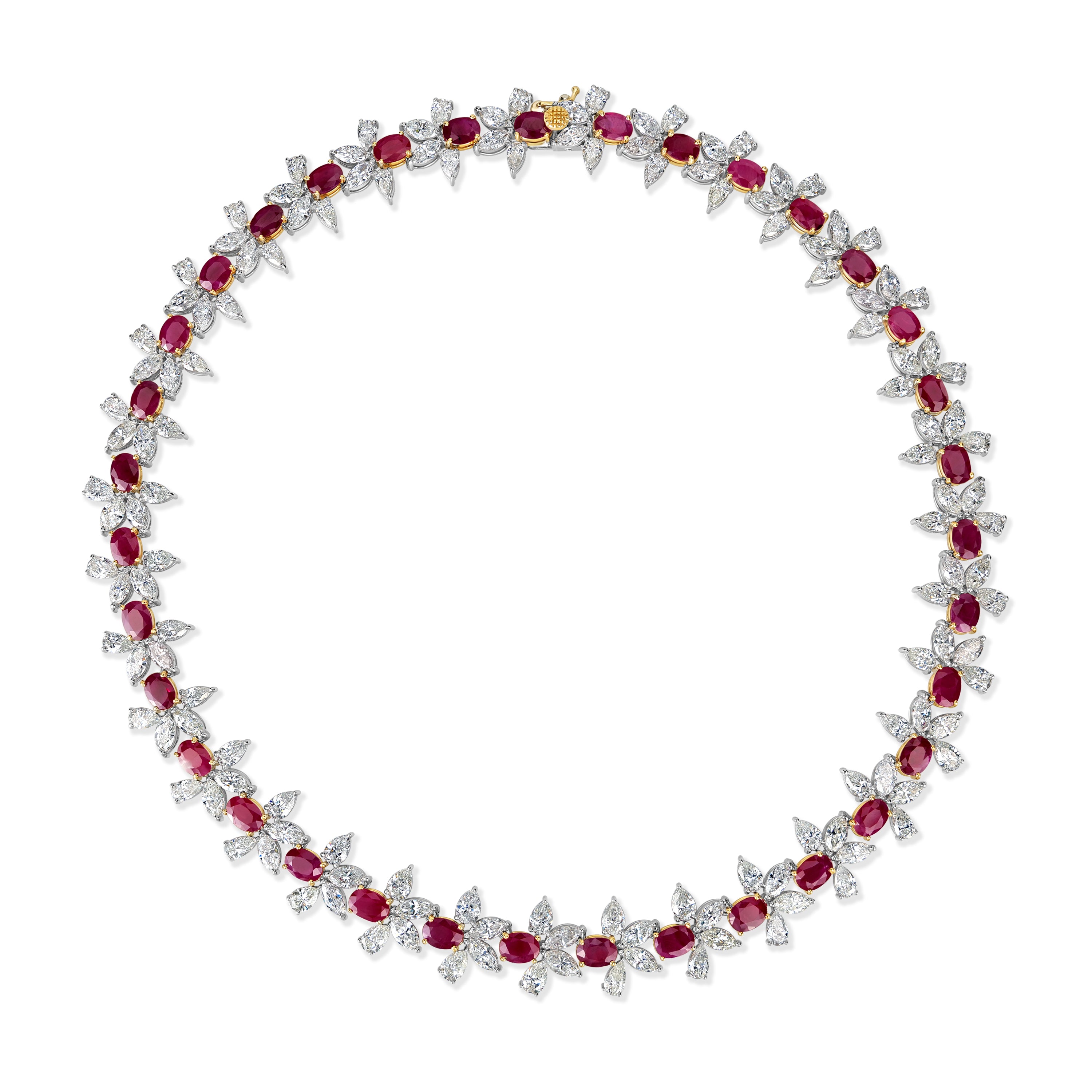 45.31 ct Diamond and 38.63 ct Ruby Gemstone in 18K Two-Tone Gold