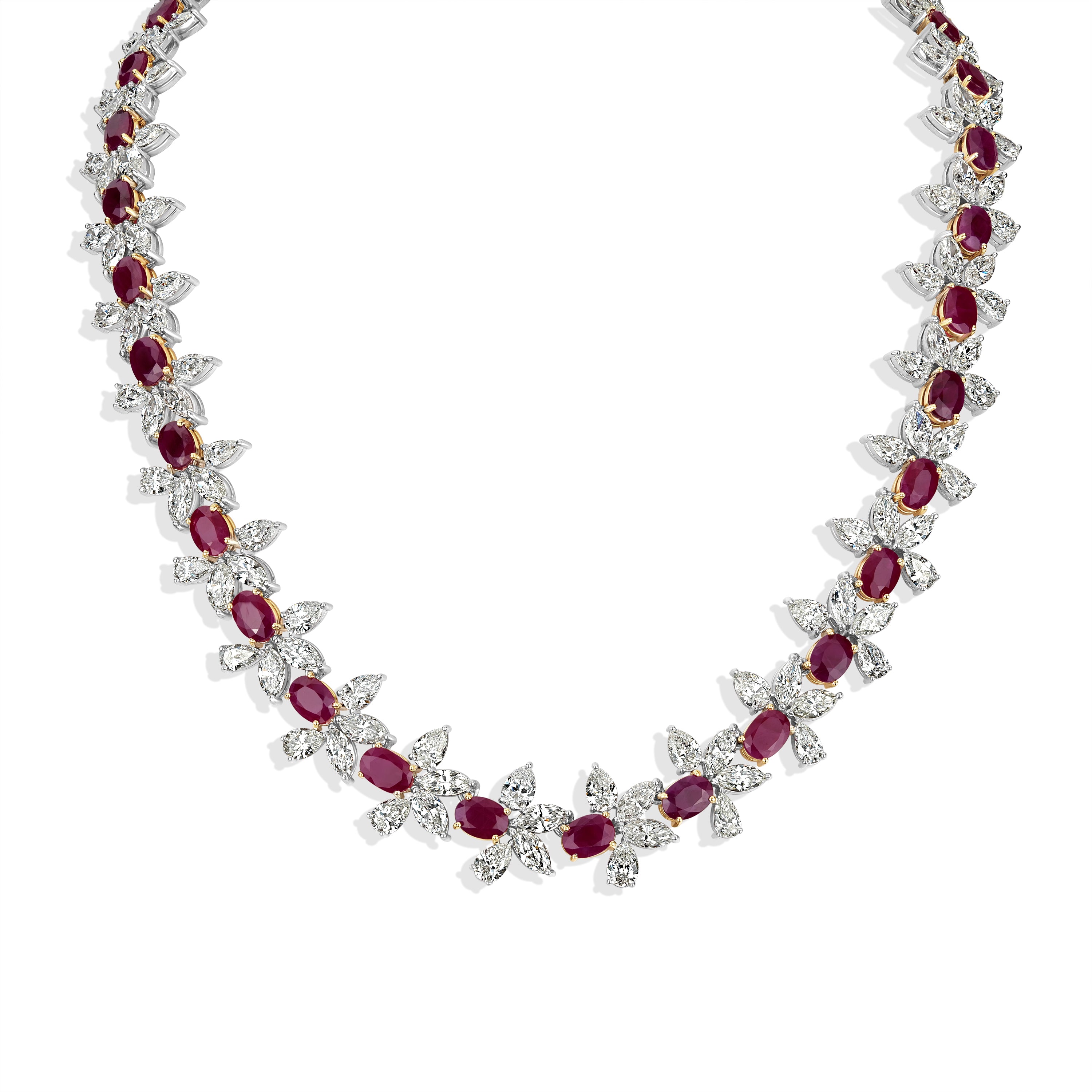 45.31 ct Diamond and 38.63 ct Ruby Gemstone in 18K Two-Tone Gold