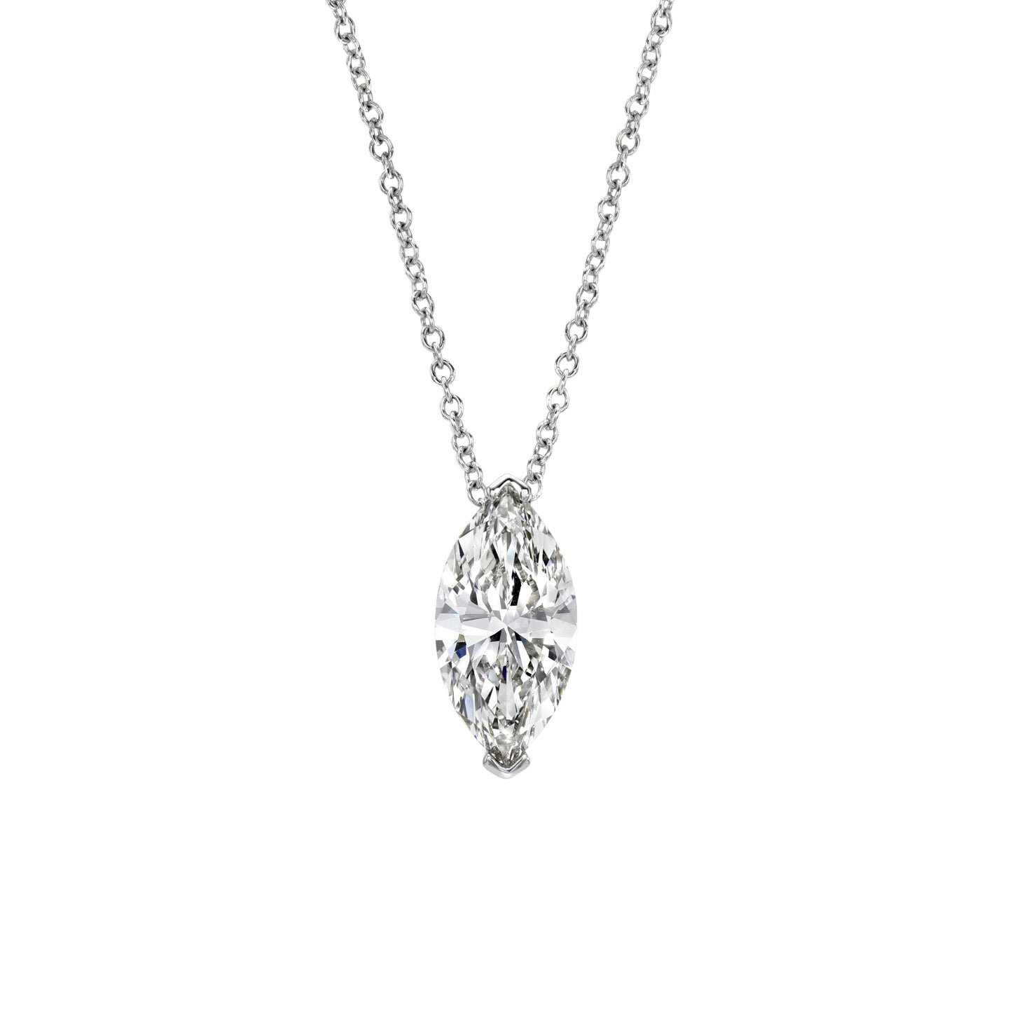 Certified 2.68ct Marquise Diamond Solitaire Pendant Necklace