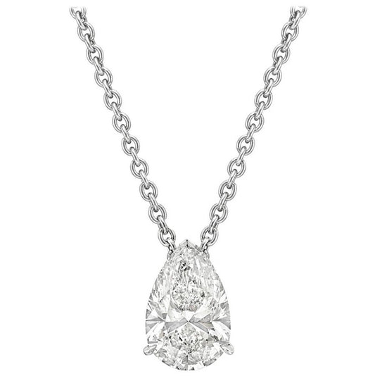 Pear 2.42ct Diamond Solitaire Pendant Necklace