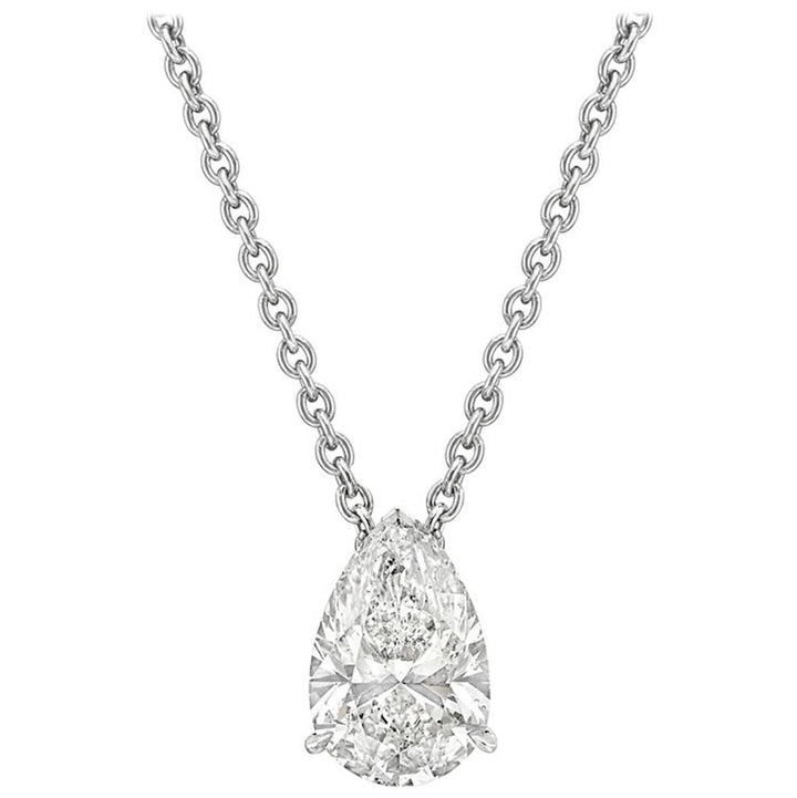 Pear 2.42ct Diamond Solitaire Pendant Necklace