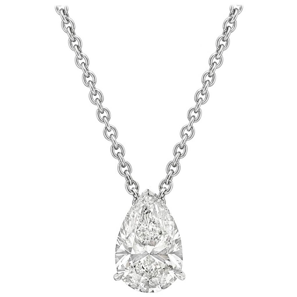 2.42 ct Pear Diamond Solitaire Pendant Necklace