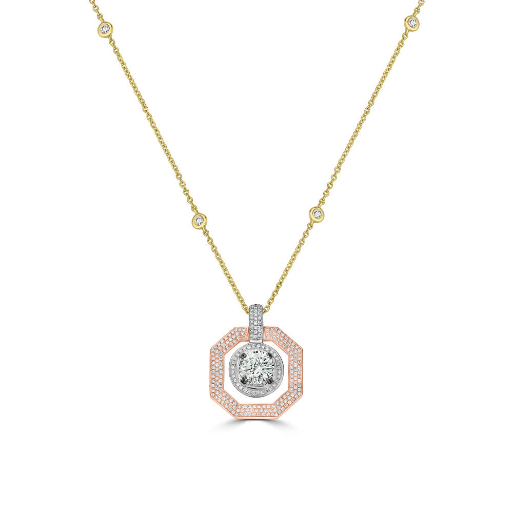 2.71 ctw Solitaire Diamond Pendant in 14K Two-Tone White & Rose Gold - EGL Certified