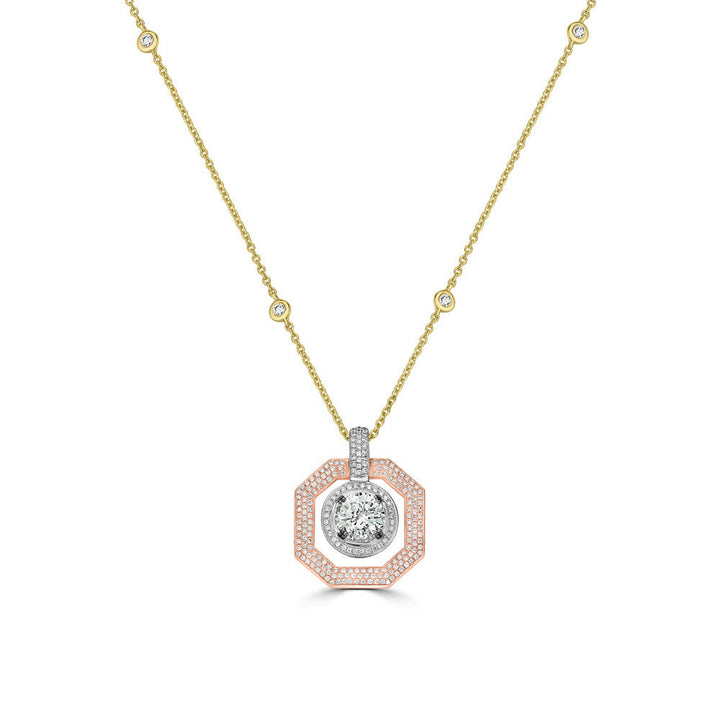 2.01 ct Solitaire Diamond Pendant in 14K Two Tone White and Rose Gold - EGL Certified