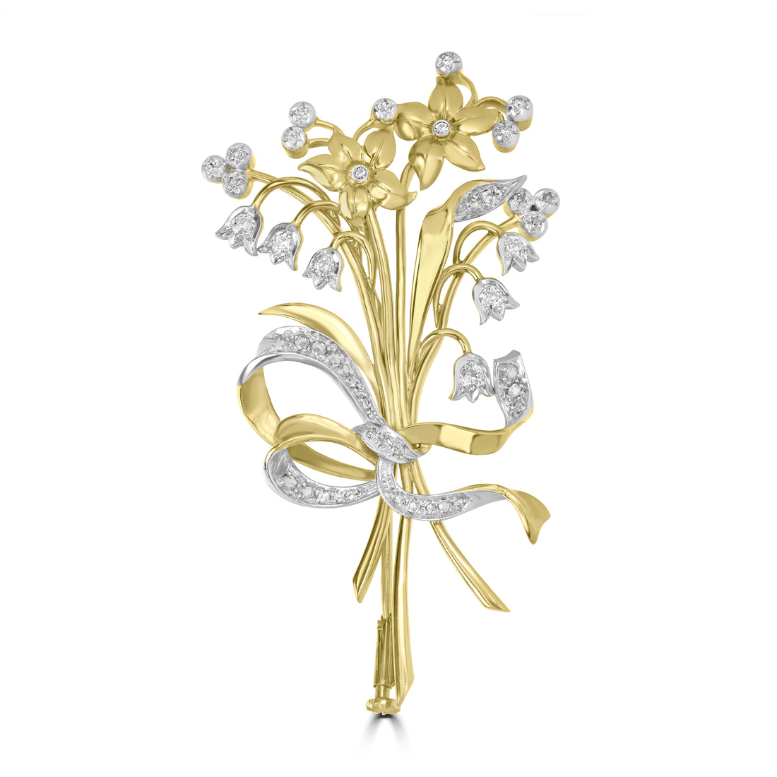 1.00 ct Diamond Broach in 18K Yellow Gold