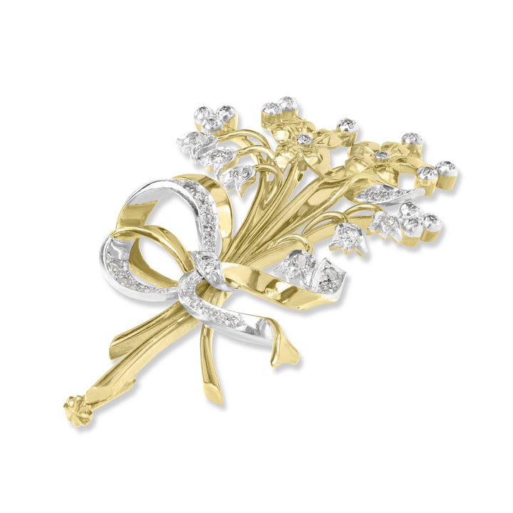 1.00 ct Diamond Broach in 18K Yellow Gold
