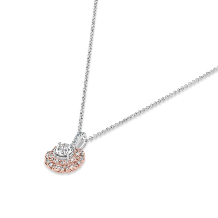 0.83 ctw Diamond Pendant in 18K Two-Tone Rose and White Gold