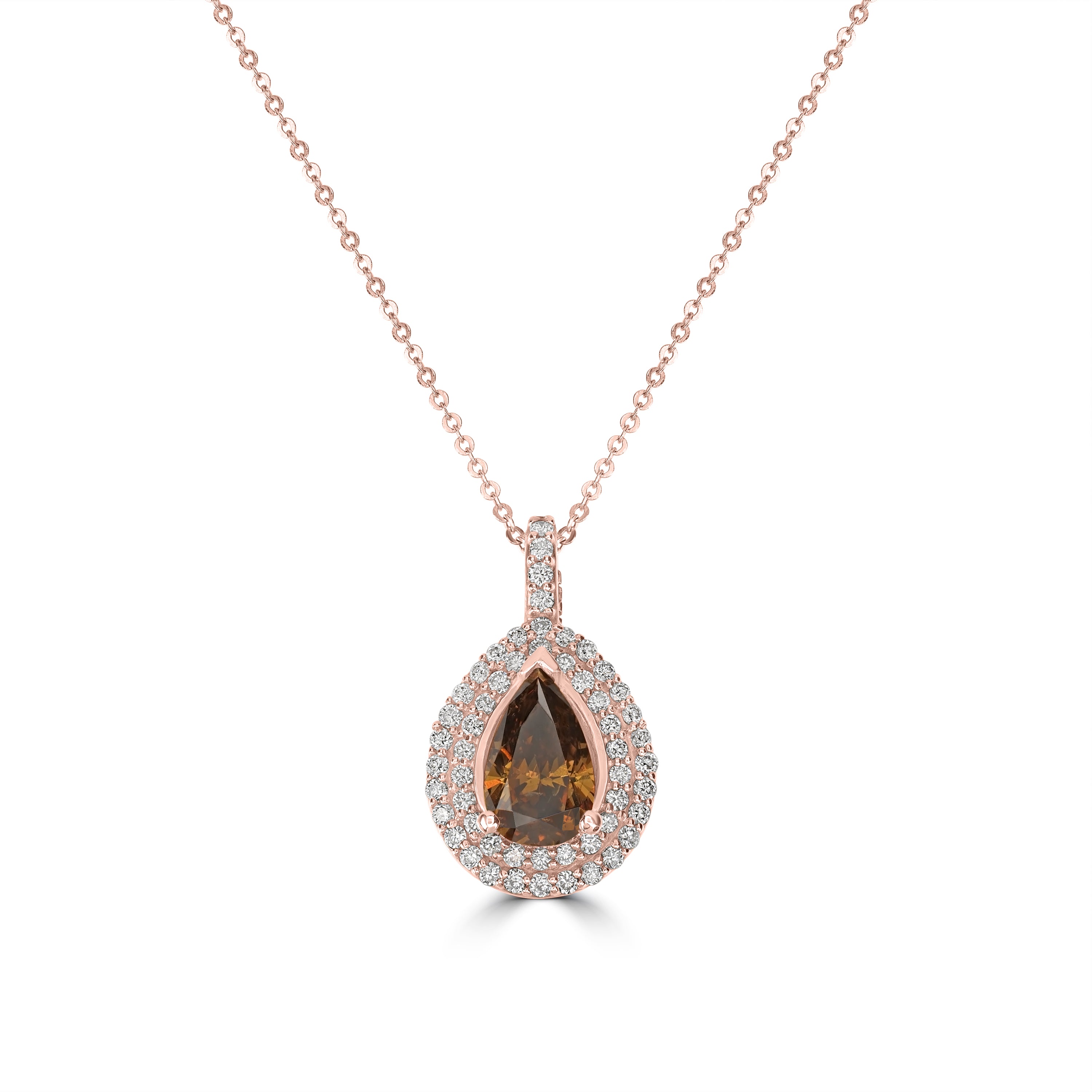 2.52 ctw Brown Diamond Solitaire Pendant Necklace in 14K Yellow Gold - GIA Certified