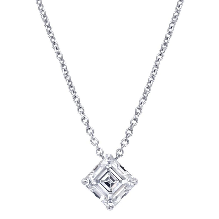 Certified 2.38ct Asscher Cut Diamond Solitaire Pendant Necklace