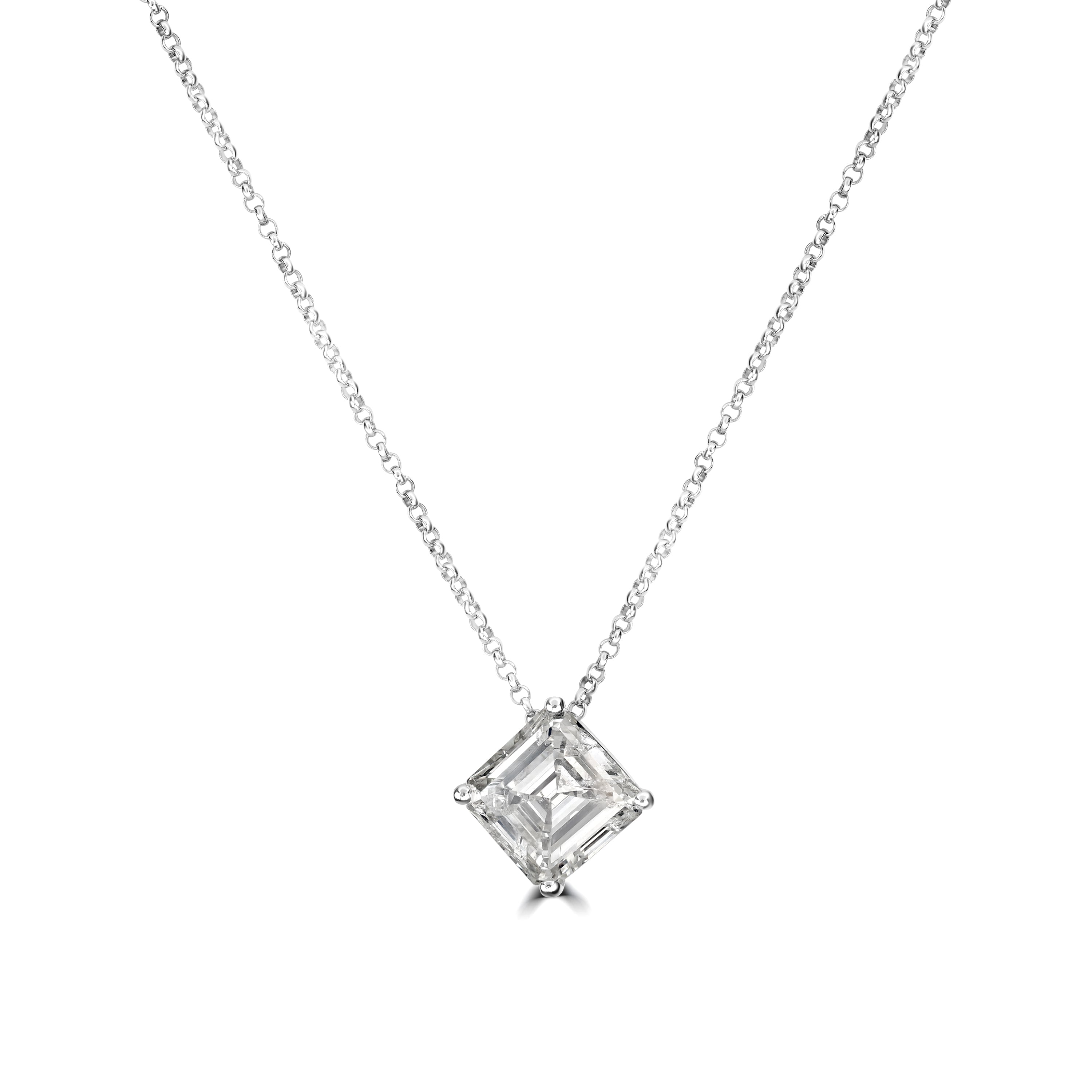 2.38 ct Asscher Cut Diamond Solitaire Pendant in 18K White Gold - EGL Certified