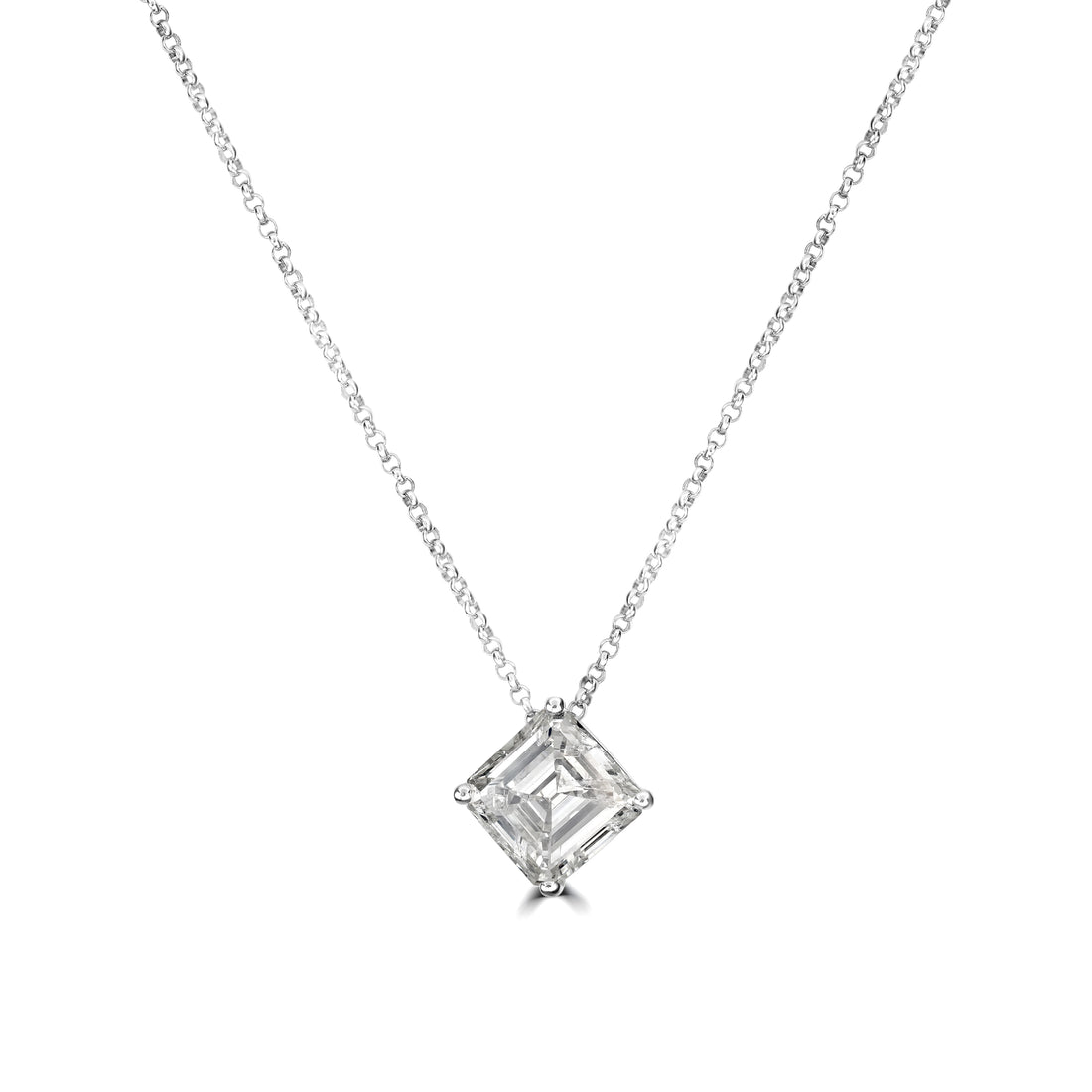 2.38 ct Asscher Cut Diamond Solitaire Pendant in 18K White Gold - EGL Certified