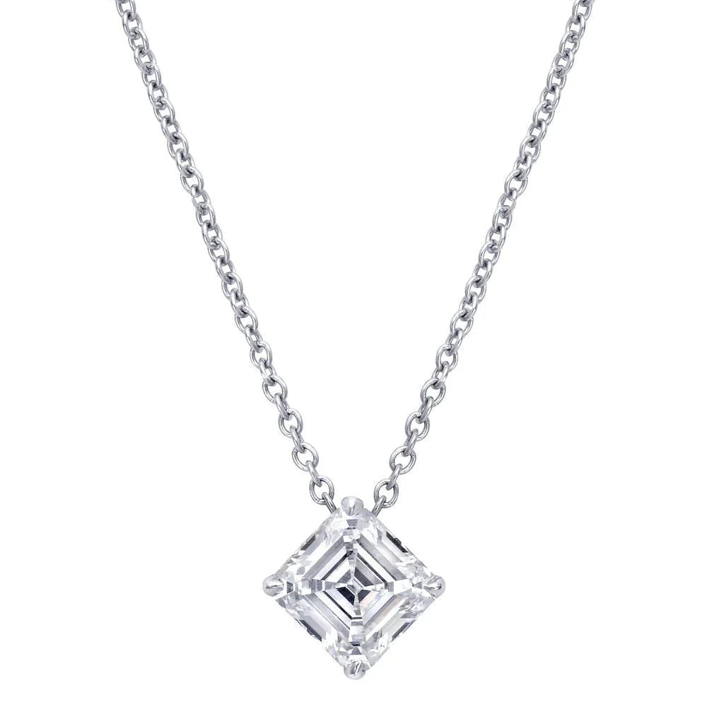 2.38 ct Asscher Cut Diamond Solitaire Pendant in 18K White Gold - EGL Certified