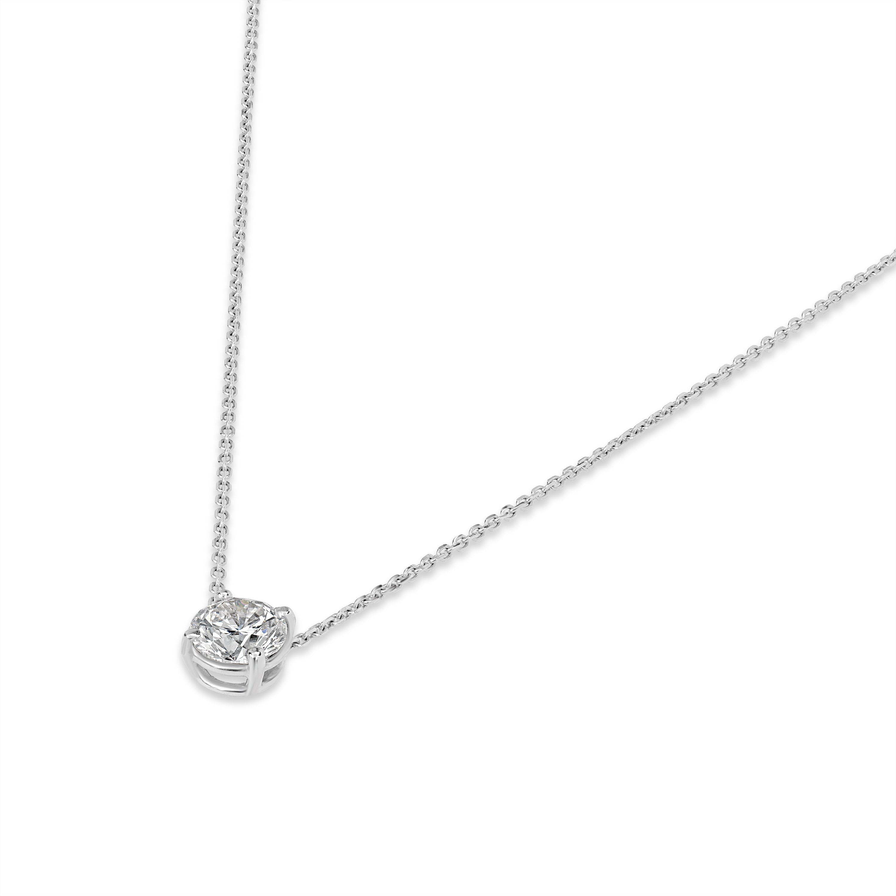 1.14 ct Diamond Solitaire Pendant in 18K White Gold - EGL Certified