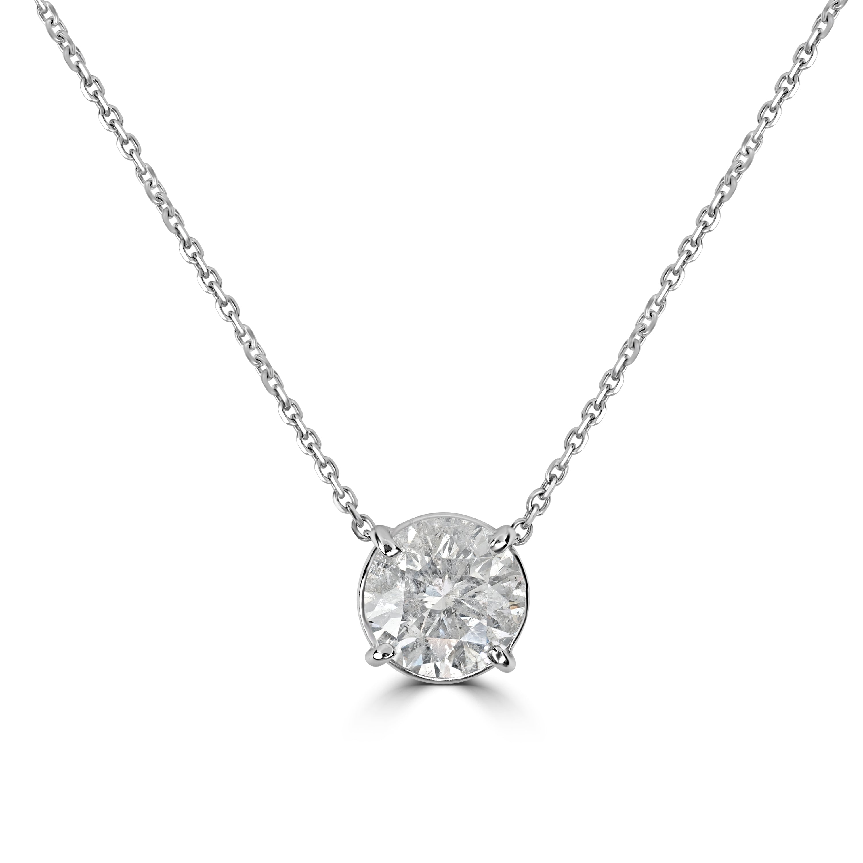 2.17 ct Diamond Solitaire Pendant in 18K White Gold - EGL Certified