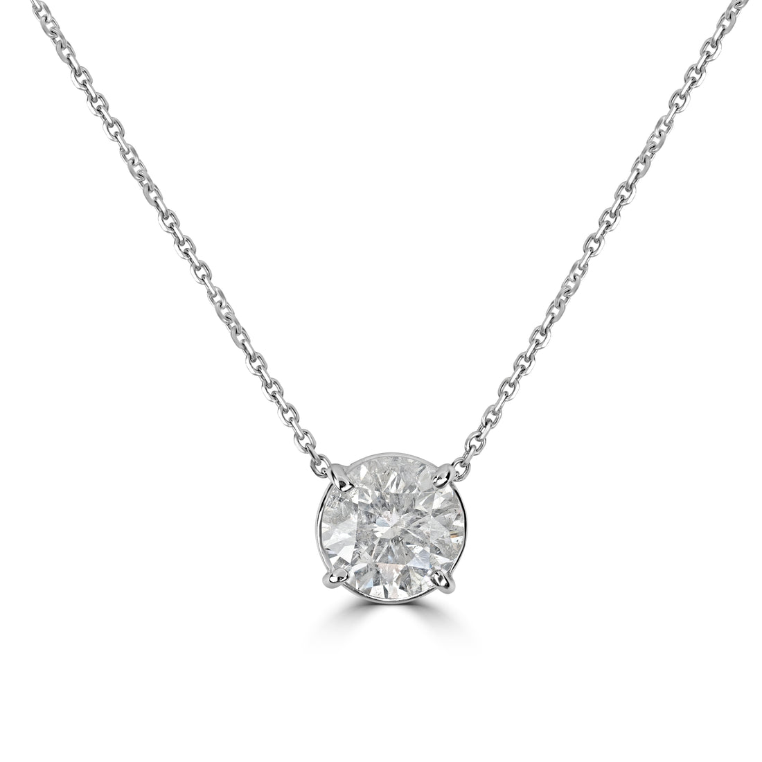 2.17 ct Diamond Solitaire Pendant in 18K White Gold - EGL Certified