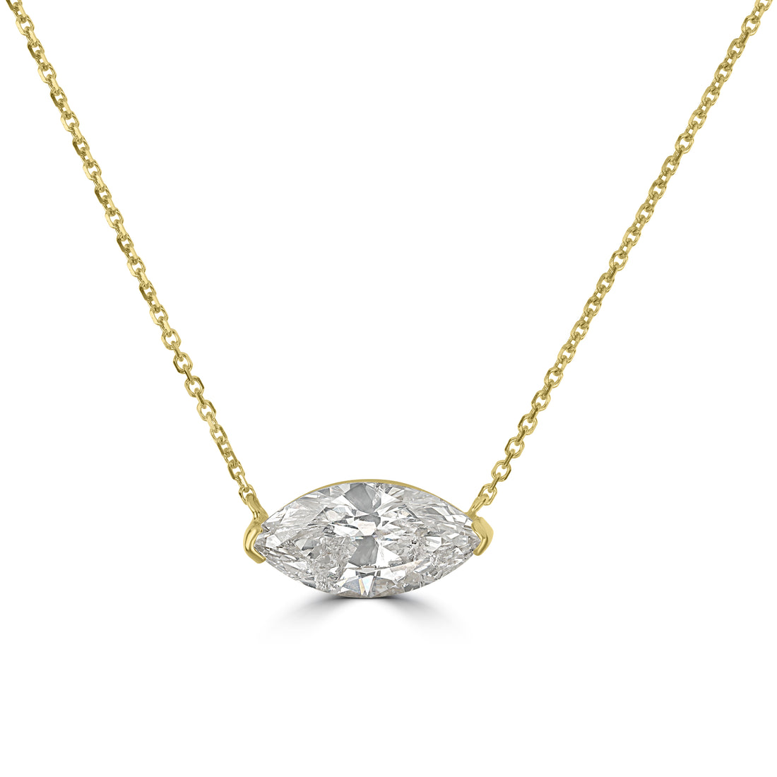 2.81 ct Solitaire Diamond Marquise Pendant in 18K White Gold