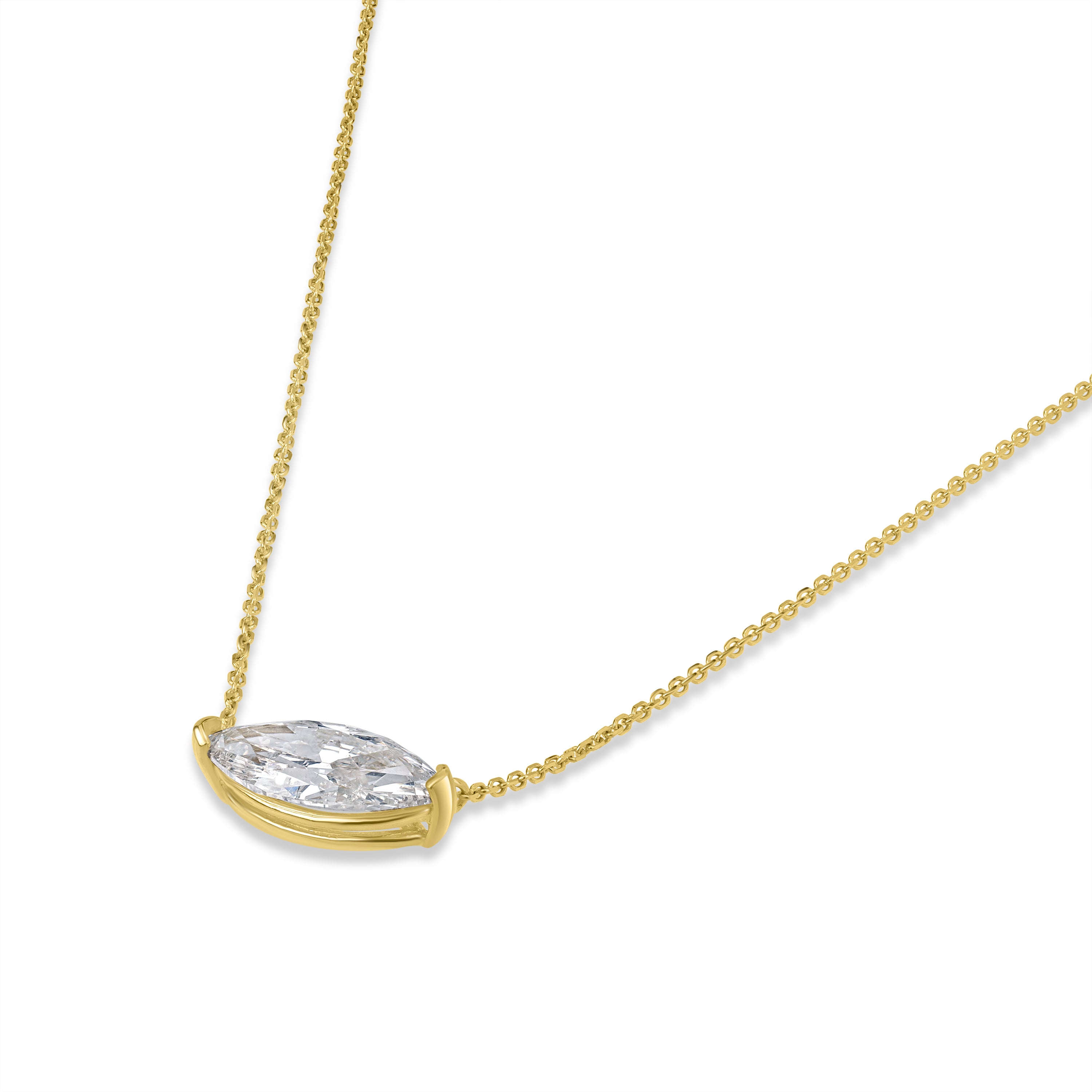 2.81 ct Solitaire Diamond Marquise Pendant in 18K White Gold