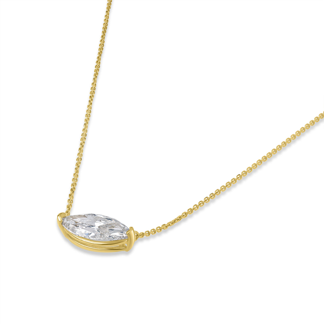 2.81 ct Solitaire Diamond Marquise Pendant in 18K White Gold