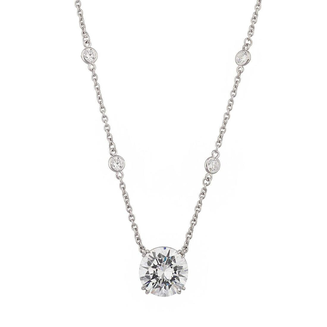 Certified 1.60ct Solitaire Pendant on Diamond By the Yard Station Necklace