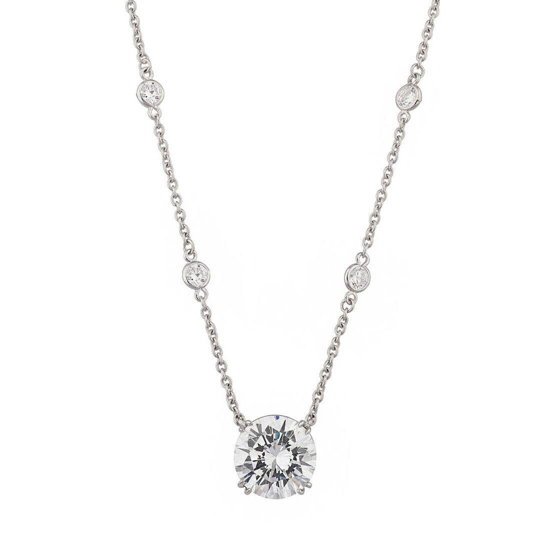 1.60 ct Solitaire Pendant on Diamond By the Yard Necklace in 18K White Gold - EGL Certified