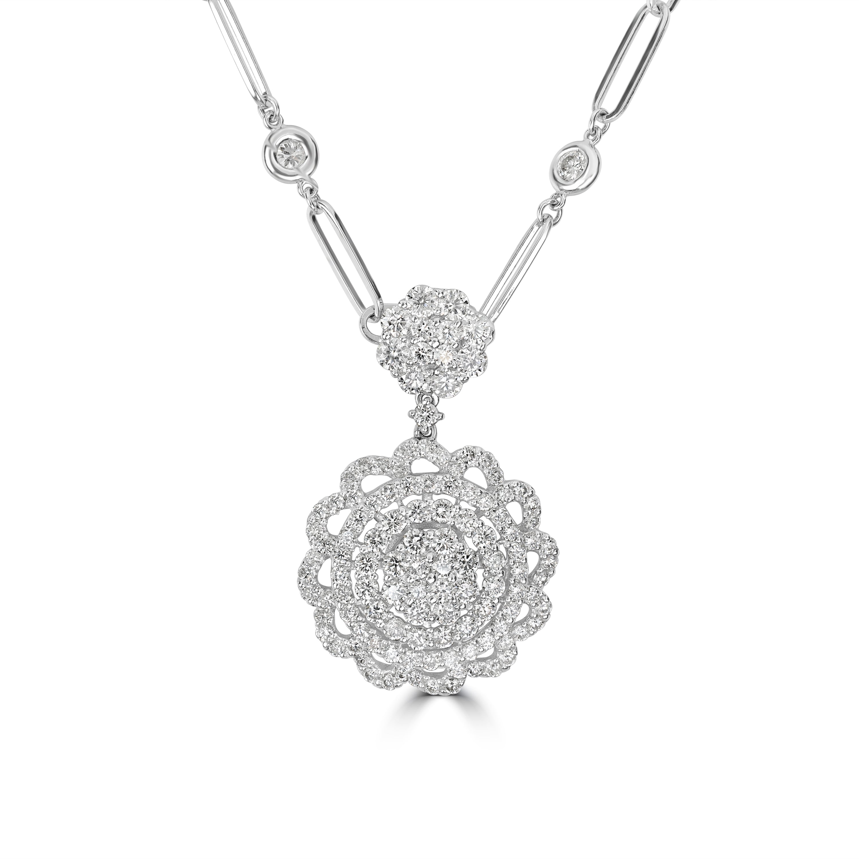 3.35 ct Diamond Pendant in 18K White Gold