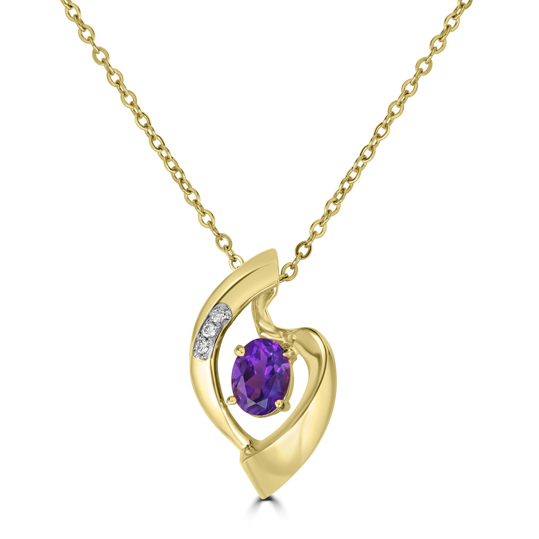 2.00 ct Amethyst & 0.06 ct Diamond Pendant in 14K Yellow Gold