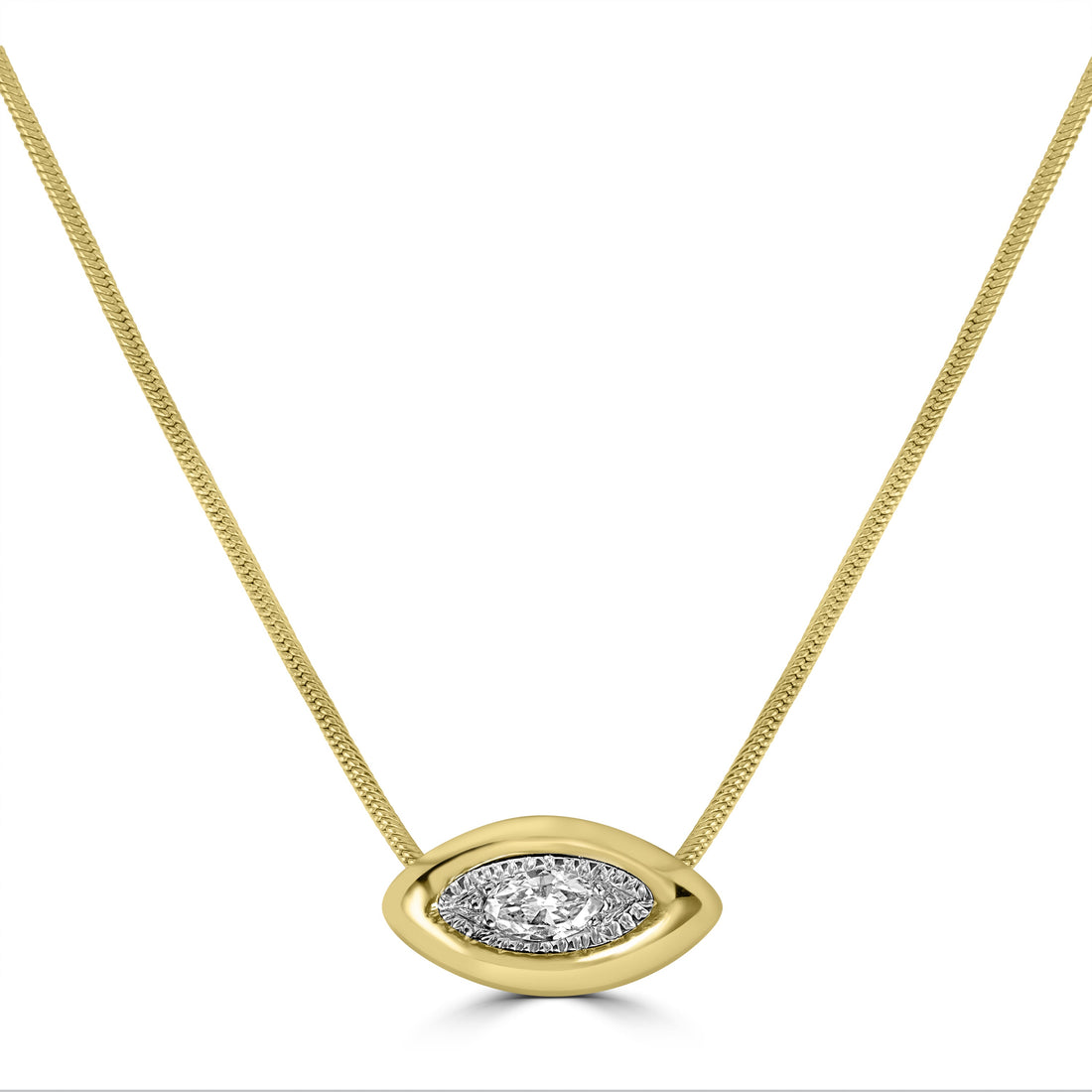 0.20 ct Marquise Shaped Diamond Pendant in 14K Yellow Gold