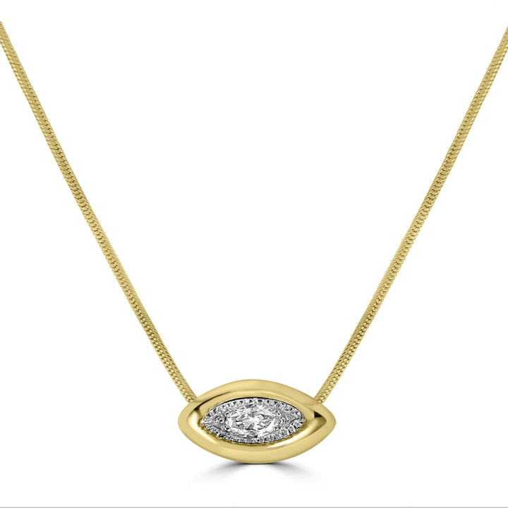 0.20 ct Marquise Shaped Diamond Pendant in 14K Yellow Gold