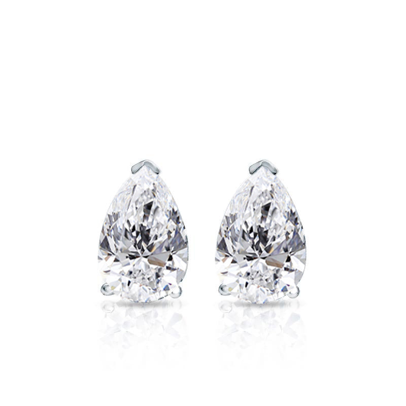 2.45 ct Pear Shape Solitaire Diamond Studs - GIA Certified