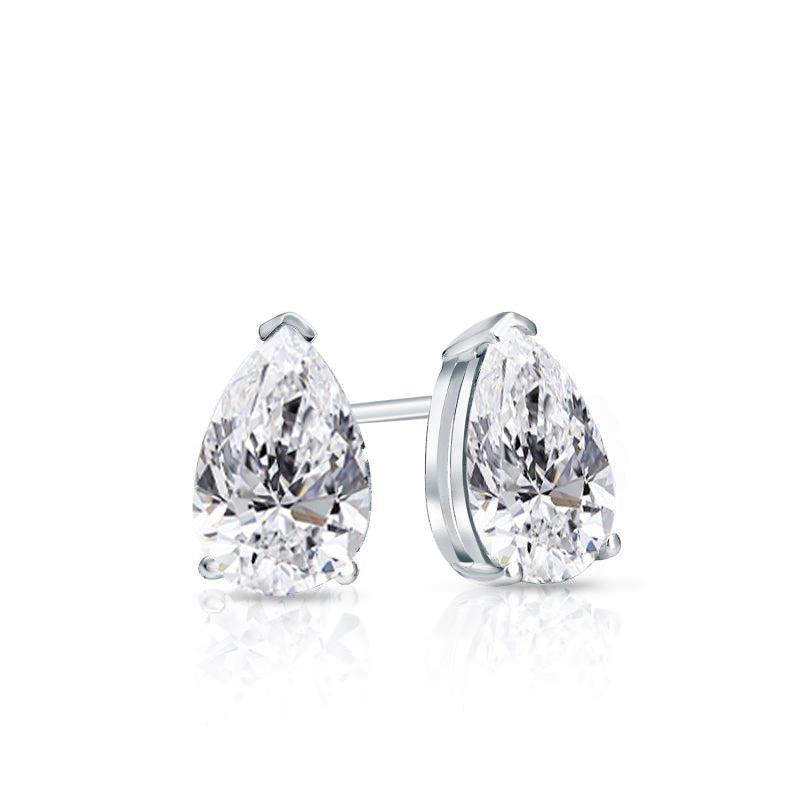 2.45 ct Pear Shape Solitaire Diamond Studs - GIA Certified