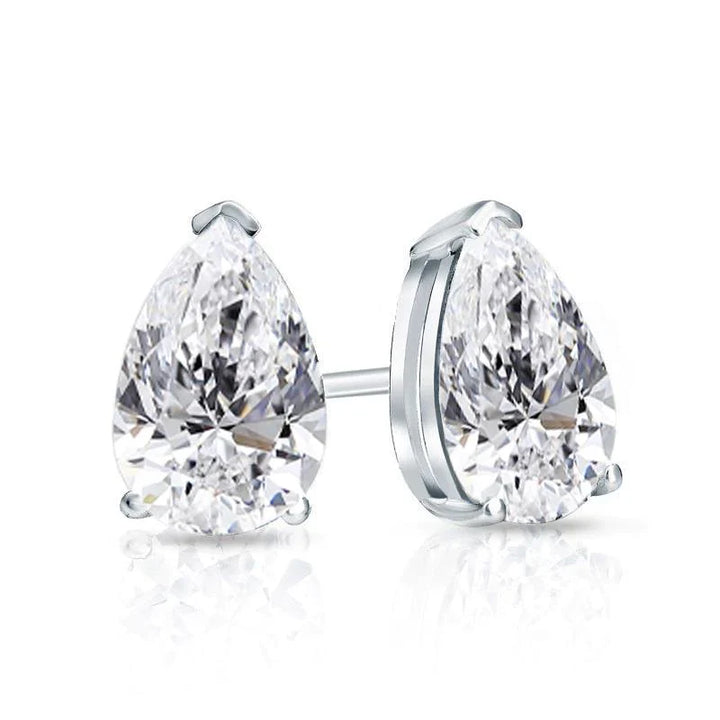 2.04 ct Pear Shape Solitaire Diamond Studs in 18K White Gold - GIA/EGL Certified