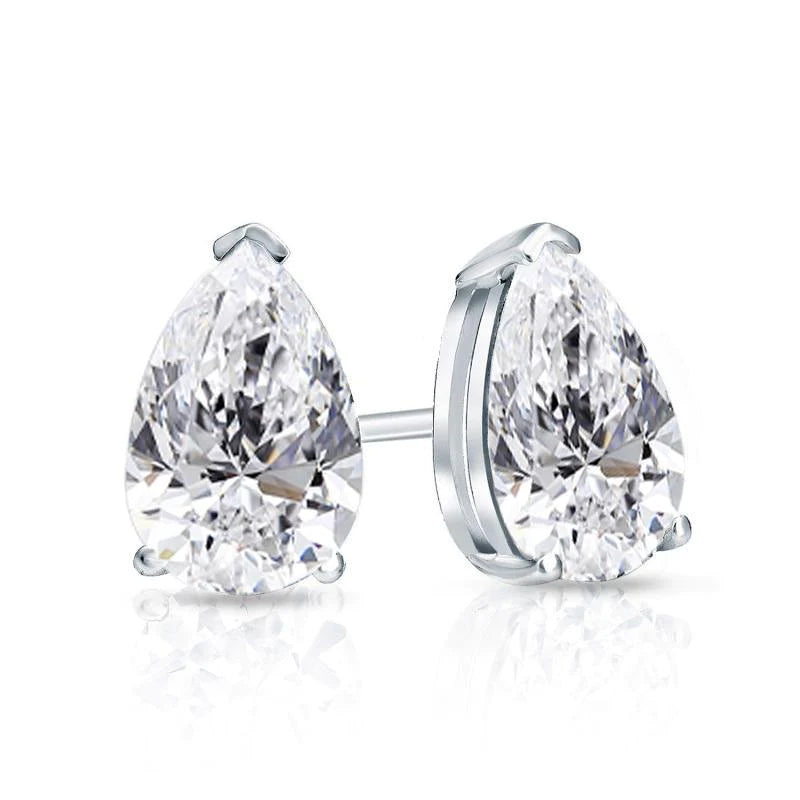 GIA Certified 2.04 Carat Pear Shape Solitaire Diamond Studs