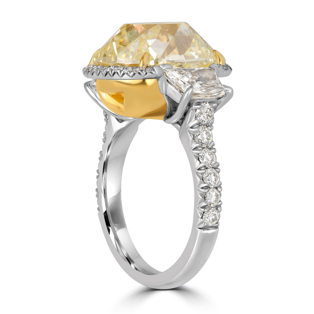 9.77 ct Solitaire Cushion Fancy Yellow Diamond Ring