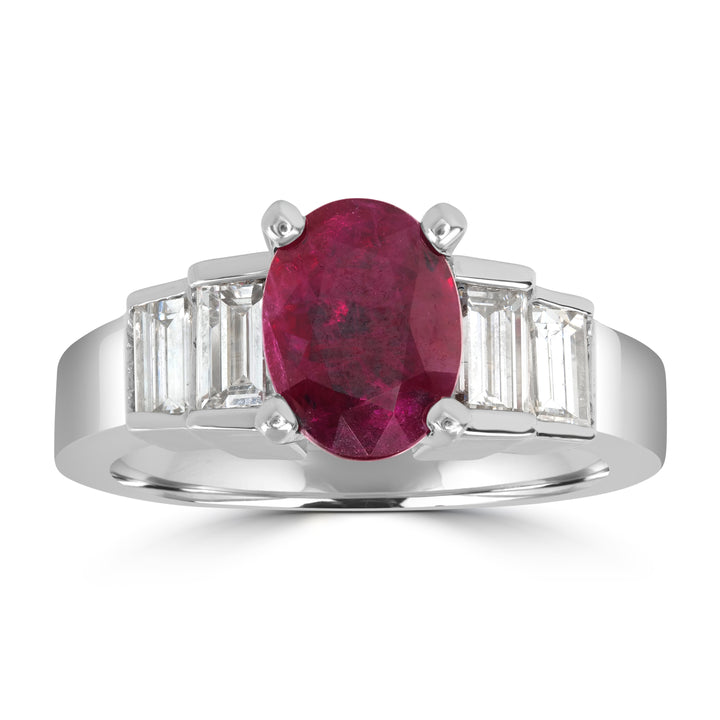 2.08 ct Ruby & Diamond Ring in Platinum