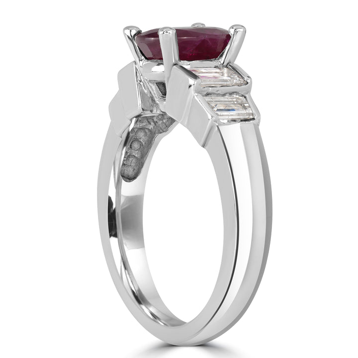 2.08 ct Ruby & 0.96 ct Diamond Ring in Platinum