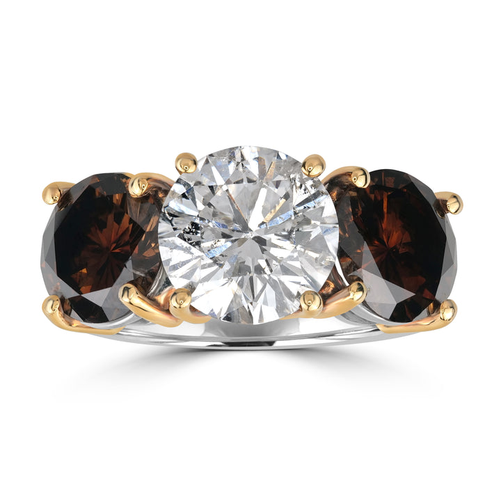 2.65 ct Solitaire Three Stones Round Diamond Ring in Platinum